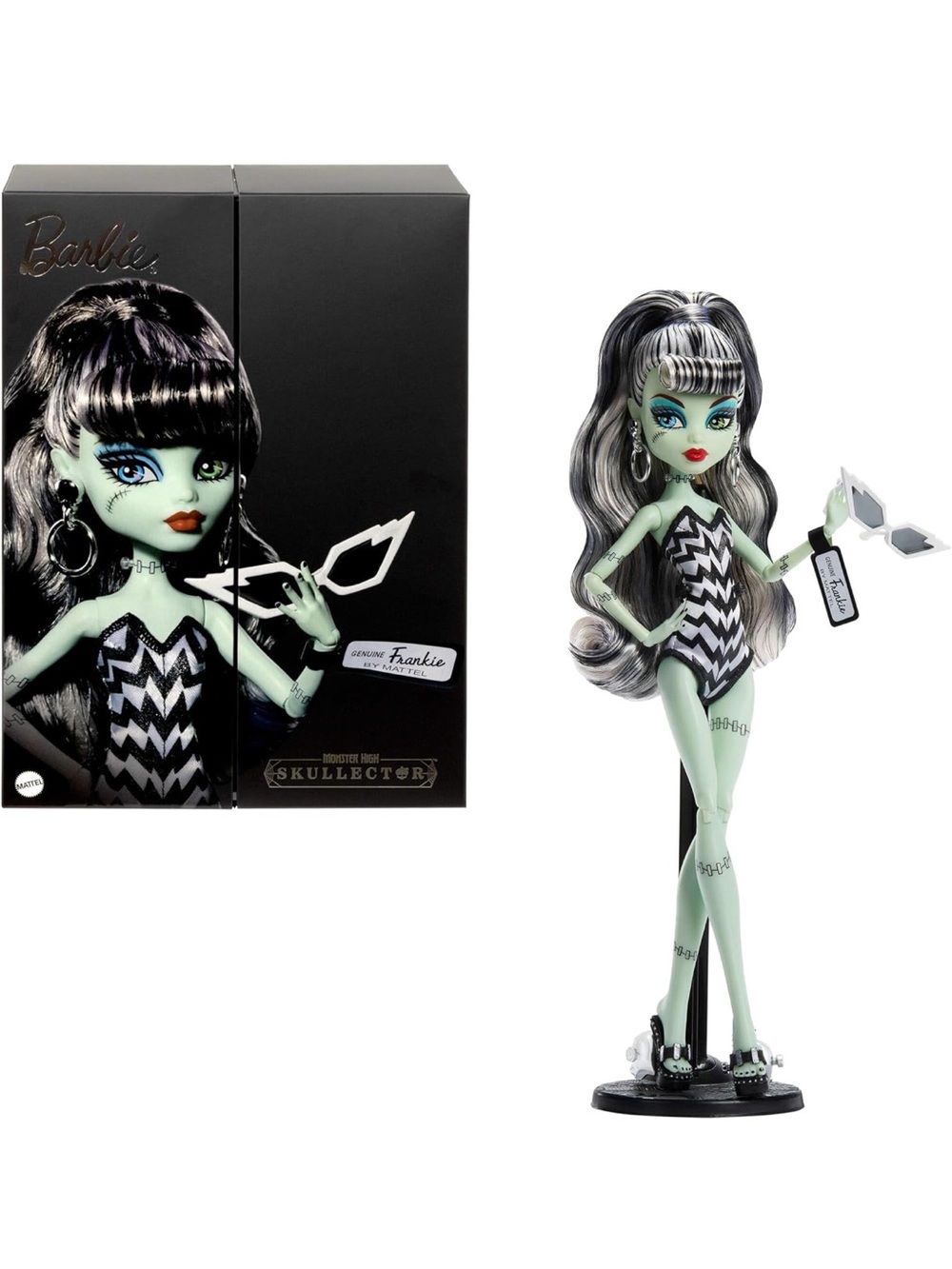 Barbie X Monster High Frankie Skullector Doll - Black, White & Mint Green